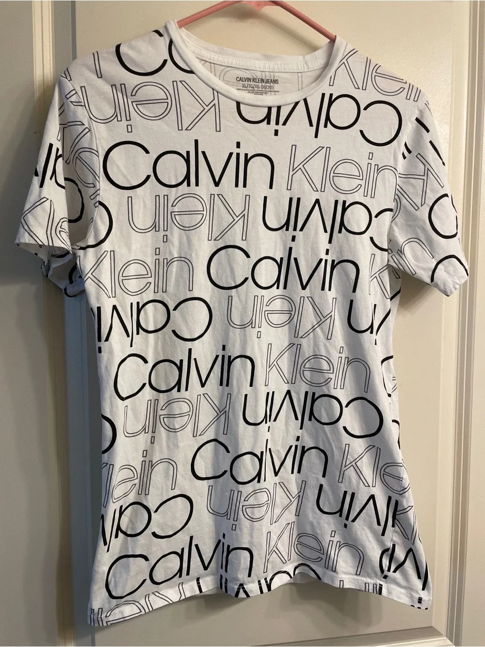 Calvin Klein Jeans White Tee with Black Logo Print